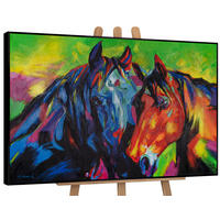GEMÄLDE Vielfarbige Mähnen Schattenfugenrahmen Schwarz 120x80 cm - Schwarz, Holz (120/80cm) - YS-art gallery