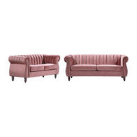 CHESTERFIELD-SOFAGARNITUR - 3-Sitzer & 2-Sitzer - Samt - Altrosa - TRUMBO - Pink, Textil (195/77/78cm) - Vente-Unique