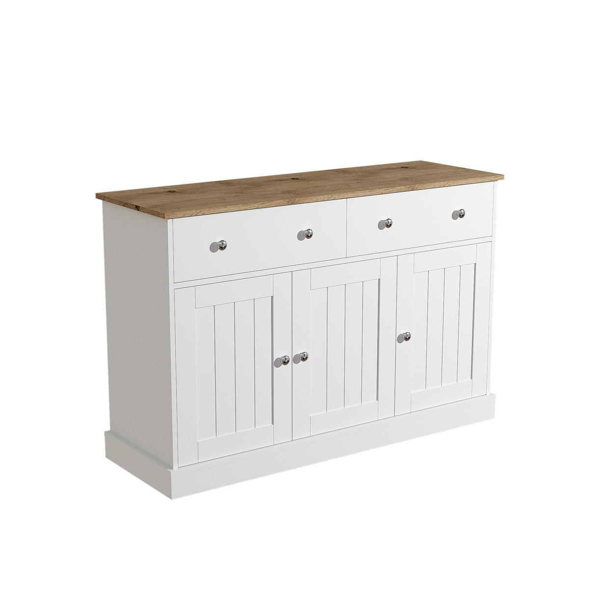 SIDEBOARD mit 3 Türen und 2 Schubladen 120 cm Weiß/Holzfarbe - Weiß, Holzwerkstoff (120/80.5/36cm) - Meubliv
