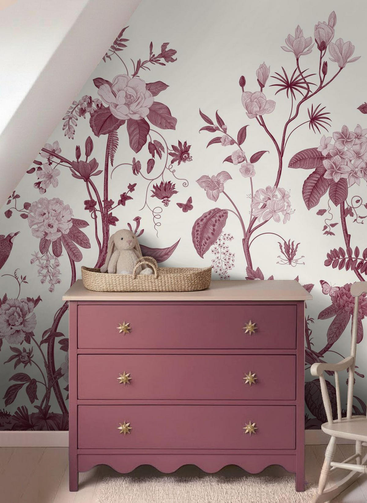 FOTOTAPETE Toile de Jouy 2.5 x 2.79 m - Rot, Papier (250/279cm) - ESTAhome