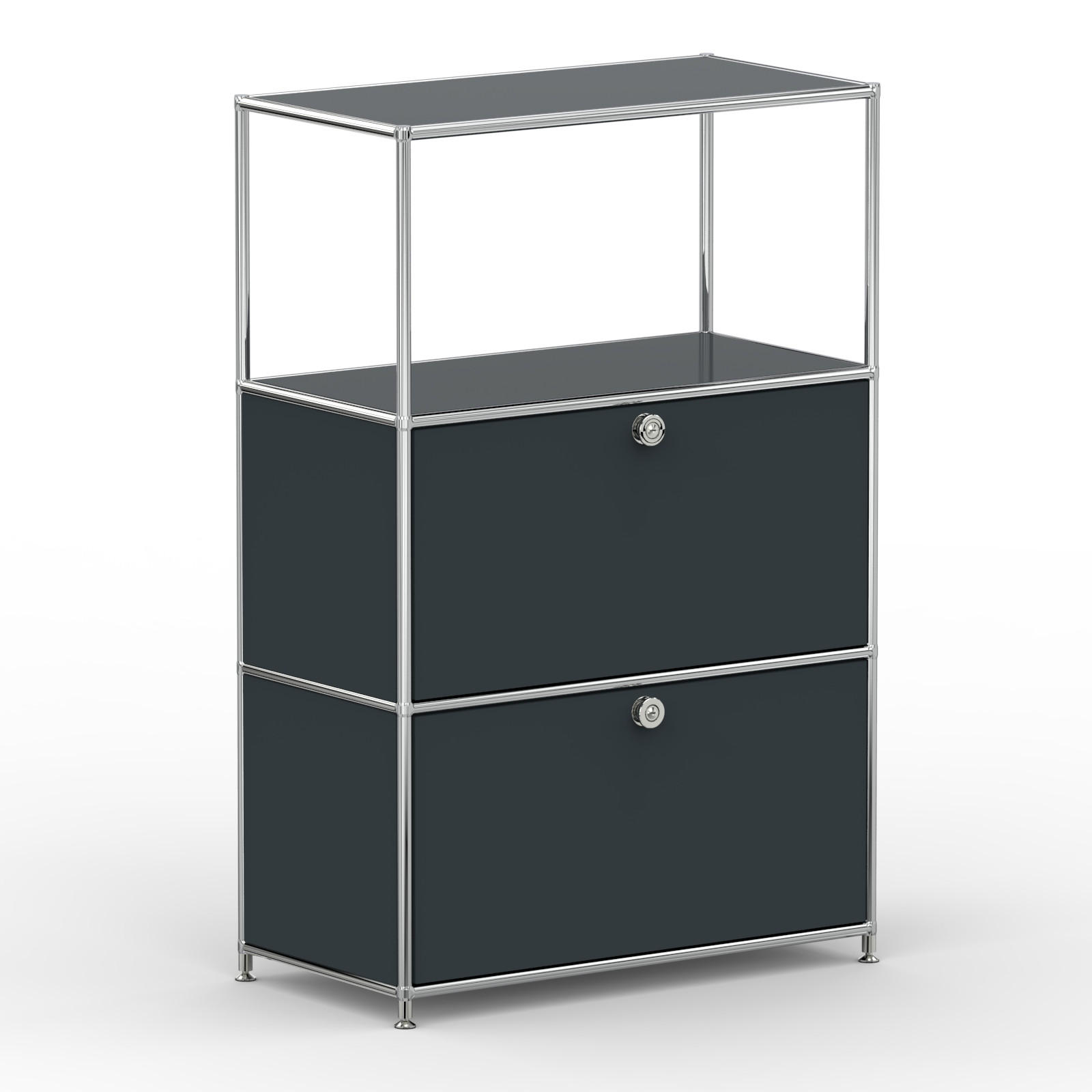 HOCHSCHRANK, 1 offenes Fach, 2 Klappen, Breite 77 cm, Anthrazitgrau - Chromfarben/Silberfarben, Metall (40/118/77.2cm) - Versee