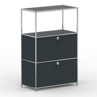 HOCHSCHRANK, 1 offenes Fach, 2 Klappen, Breite 77 cm, Anthrazitgrau - Chromfarben/Silberfarben, Metall (40/118/77.2cm) - Versee