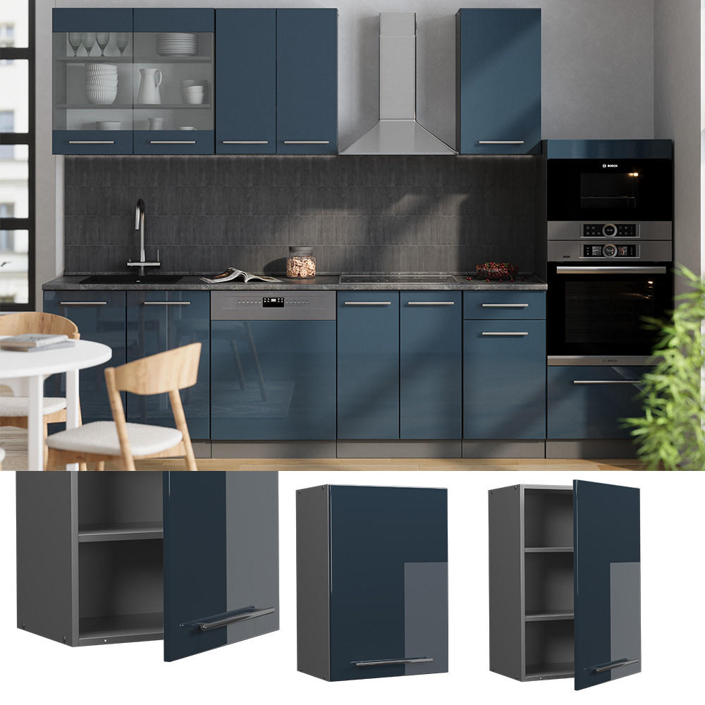 HÄNGESCHRANK Fame-Line Dunkelblau Hochglanz 50 cm - Anthrazit/Dunkelblau, Holzwerkstoff (50/72/34.1cm) - Vicco