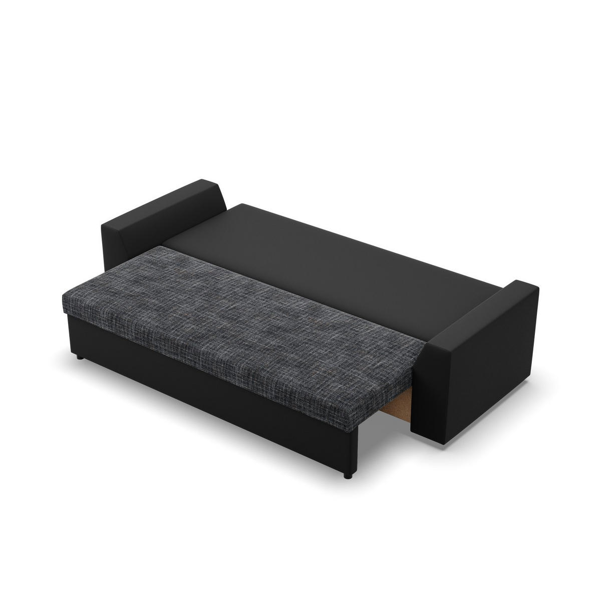 SOFA 3-SITZER MIT SCHLAFFUNKTION LUGO Dunkelgrau/Schwarz - Dunkelgrau/Schwarz, Textil (92/92/232cm) - Mebligo