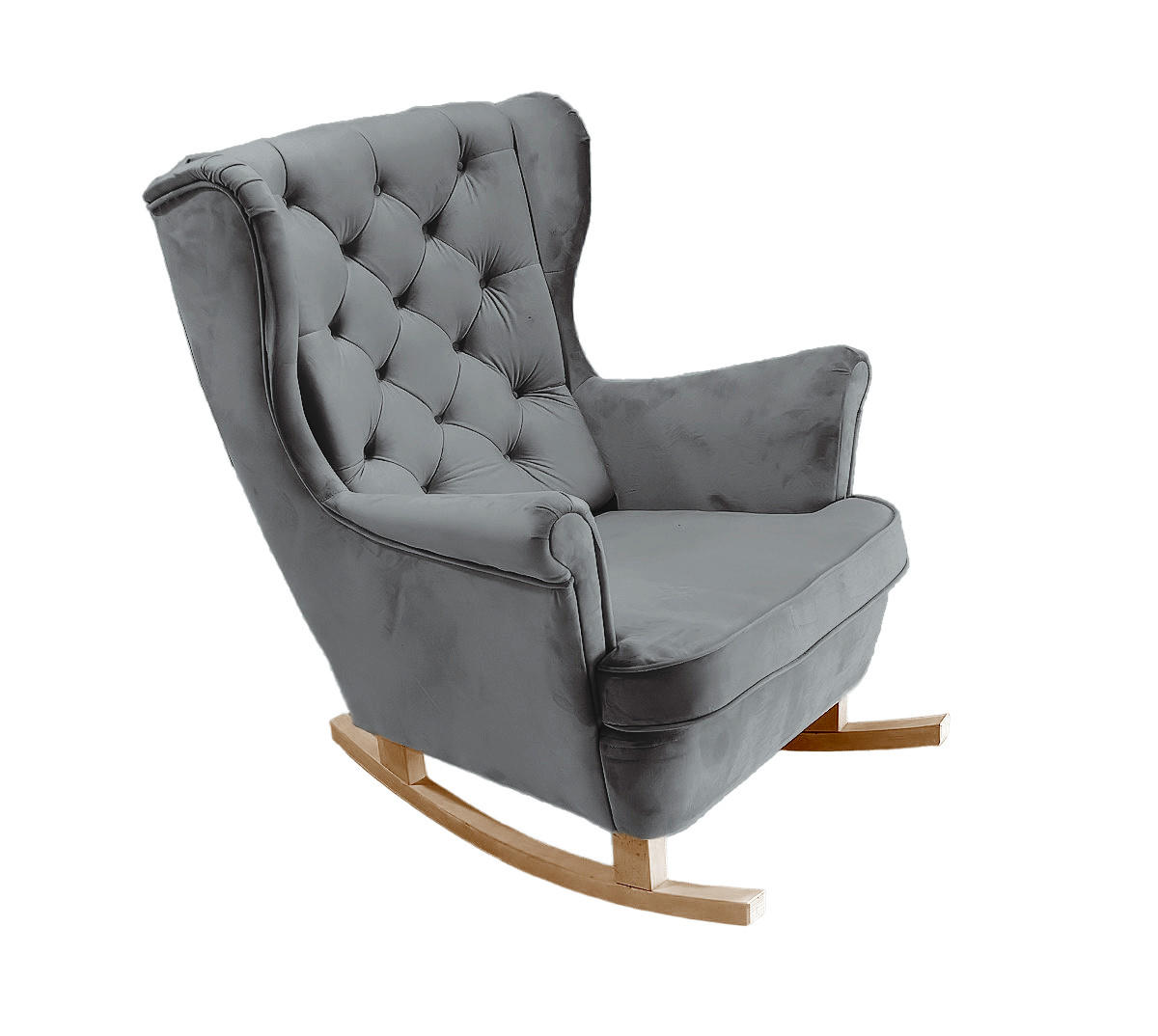 SCHAUKELSESSEL mit gepolstertem Sitz und Armlehnen, 102x81x95 cm, Asche_29858 - Dunkelgrau/Buchefarben, Holz/Textil (81/102/95cm) - DomoHome