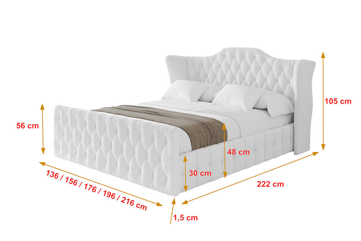 POLSTERBETT mit Bettkasten, Fußteil und Lattenrost, Boxbett ohne Matratze - MODY-Z 180x200 Weiß - Weiß, Holzwerkstoff/Textil (180/200cm) - ALTDECOR