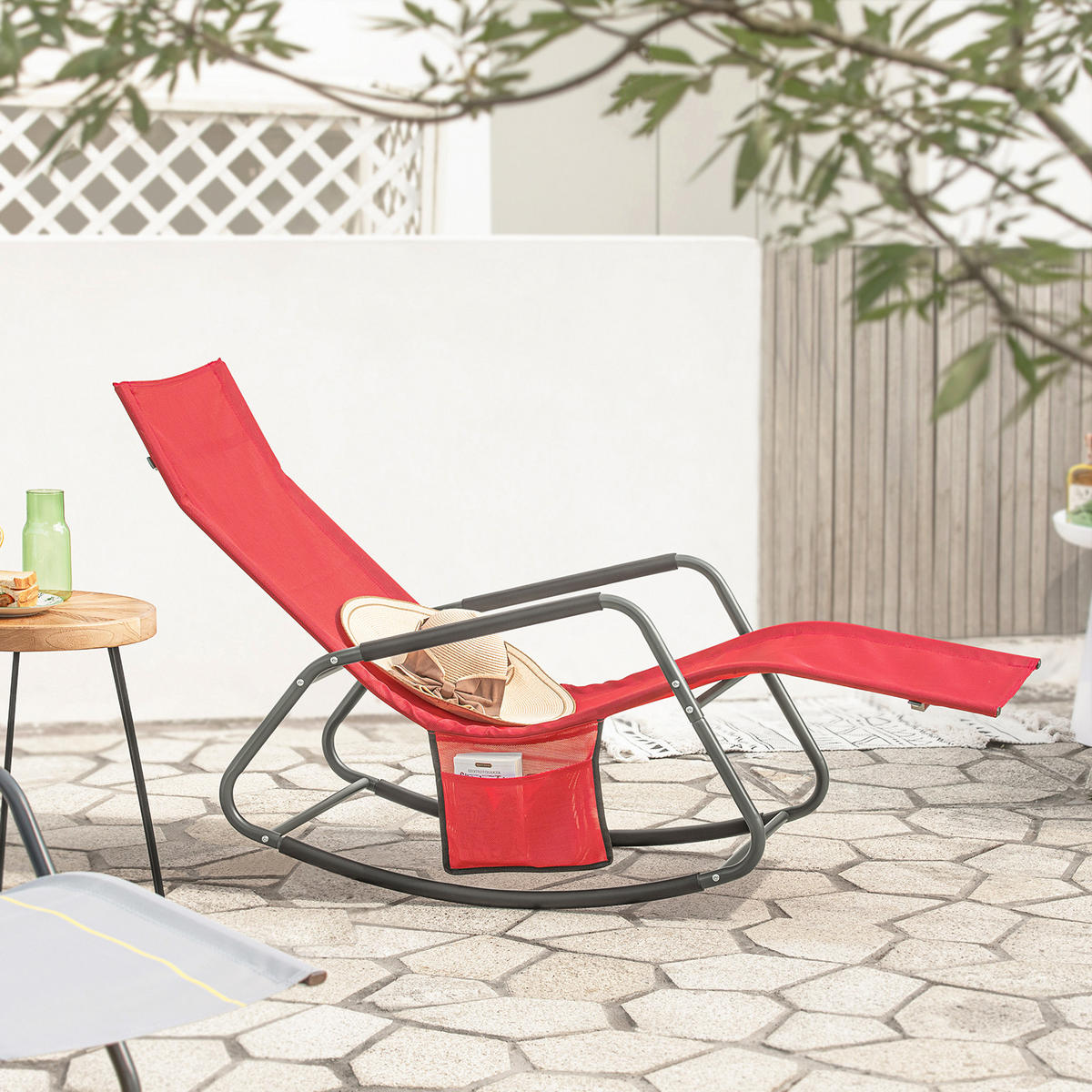 SONNENLIEGE Rot - Rot, Metall (145/85/57cm) - SoBuy