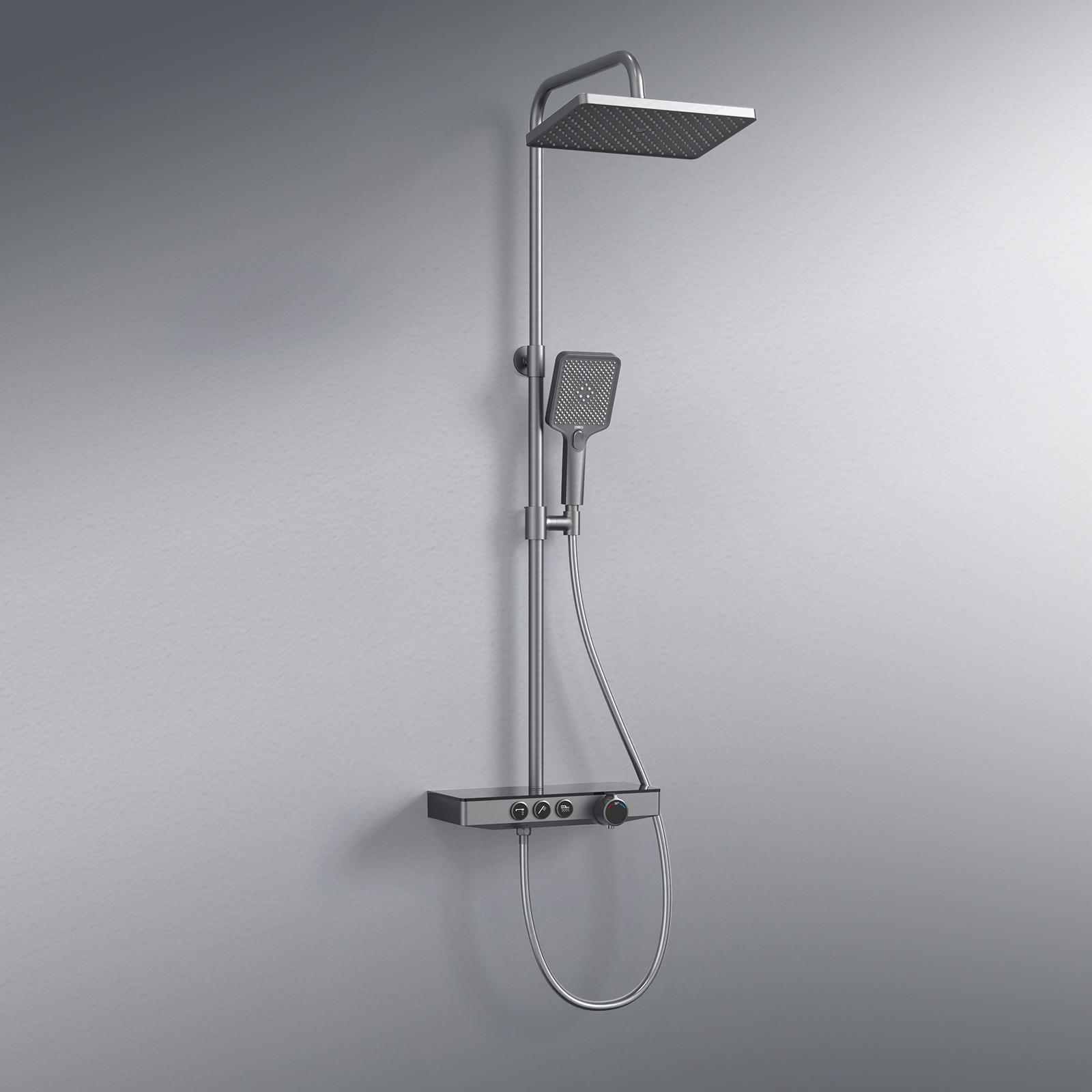 ÜBERKOPFBRAUSESET mit Dreiwege-Thermostatmischventil Regendusche Anthrazit - Anthrazit, Metall (36/110/46cm) - EMKE