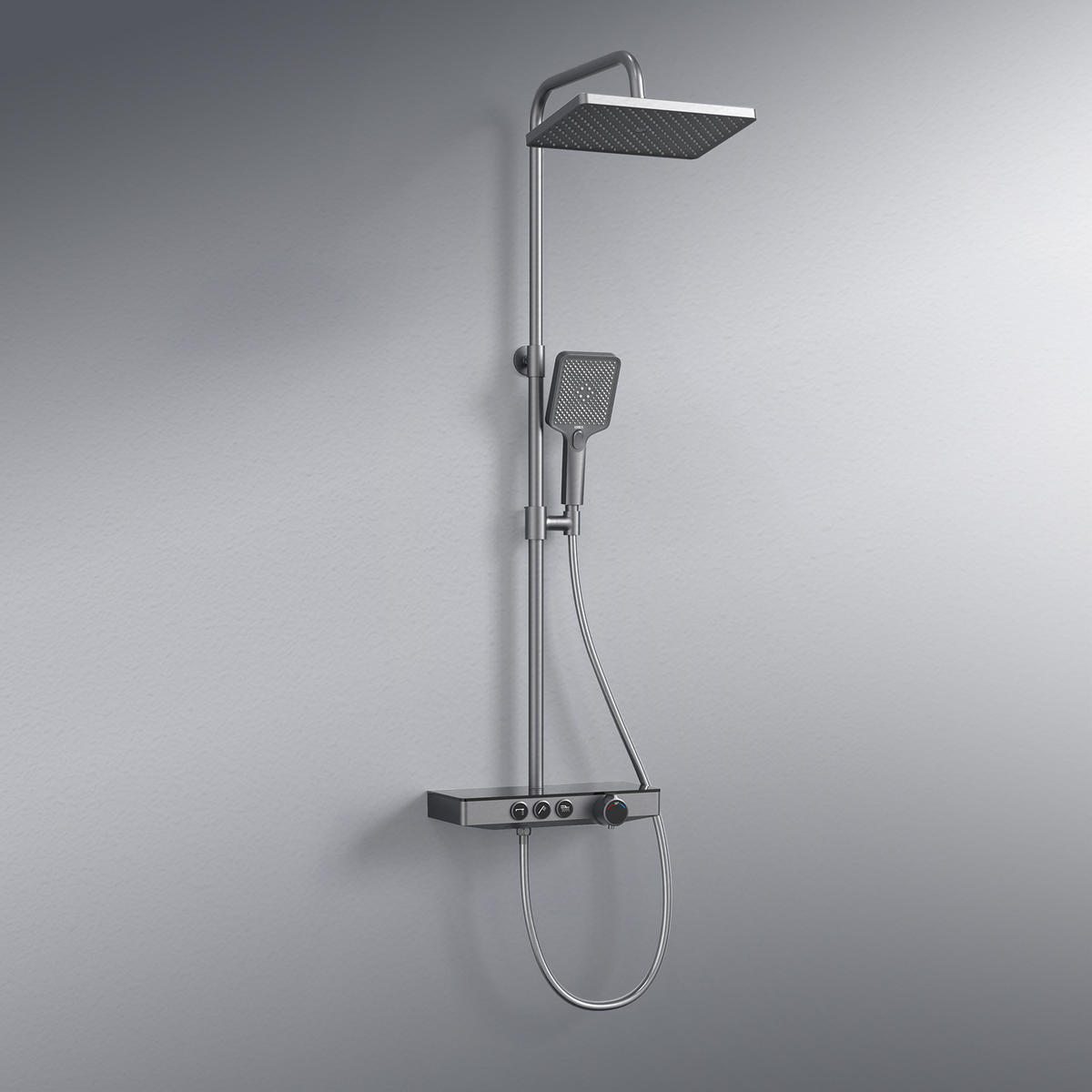 ÜBERKOPFBRAUSESET mit Dreiwege-Thermostatmischventil Regendusche Anthrazit - Anthrazit, Metall (36/110/46cm) - EMKE