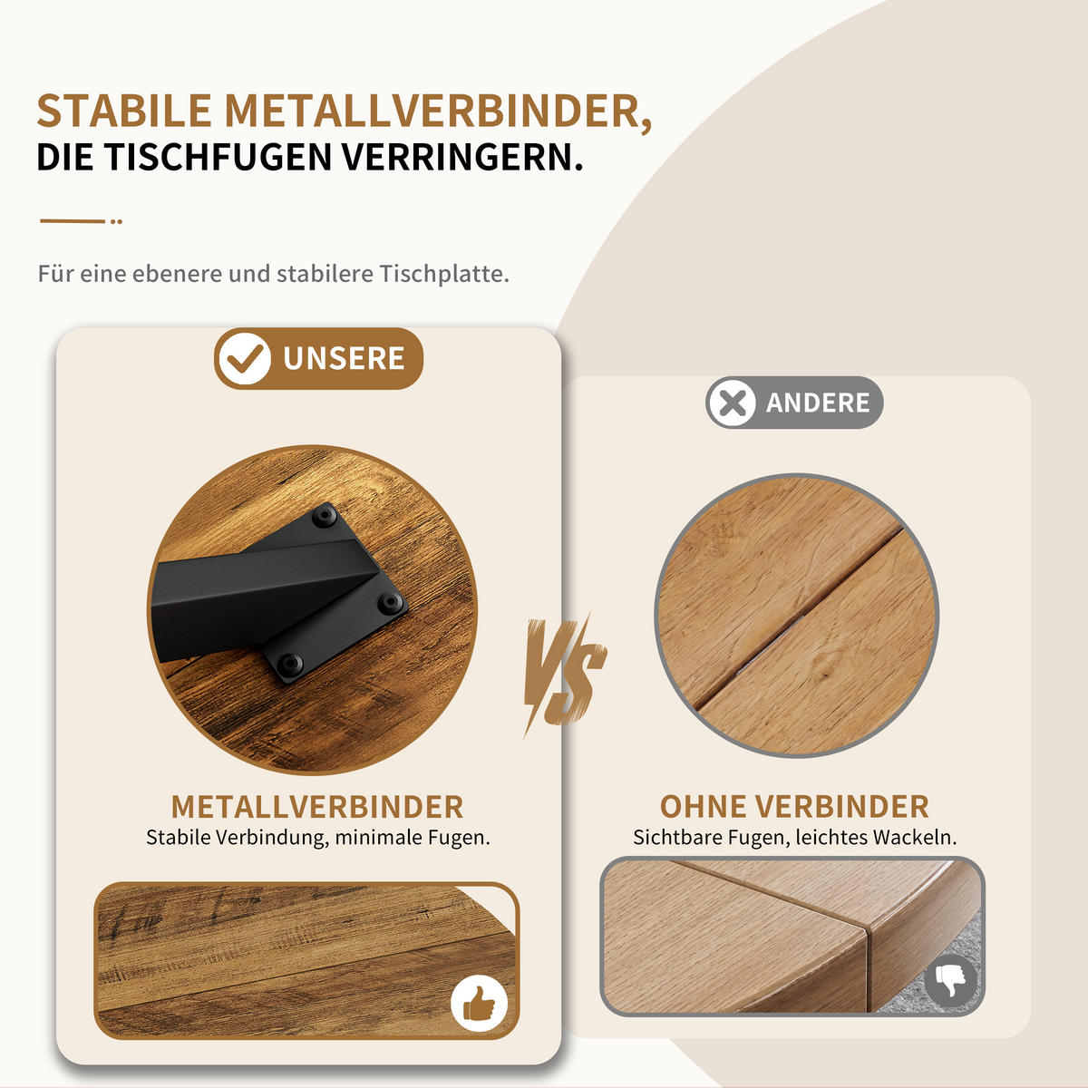COUCHTISCH 120cm Runder Esstisch-Landhausstil Mit X-Beinen Retro-Braun Für 4-6 Personen - Braun, Holz (120/120/78cm) - Raelunyi