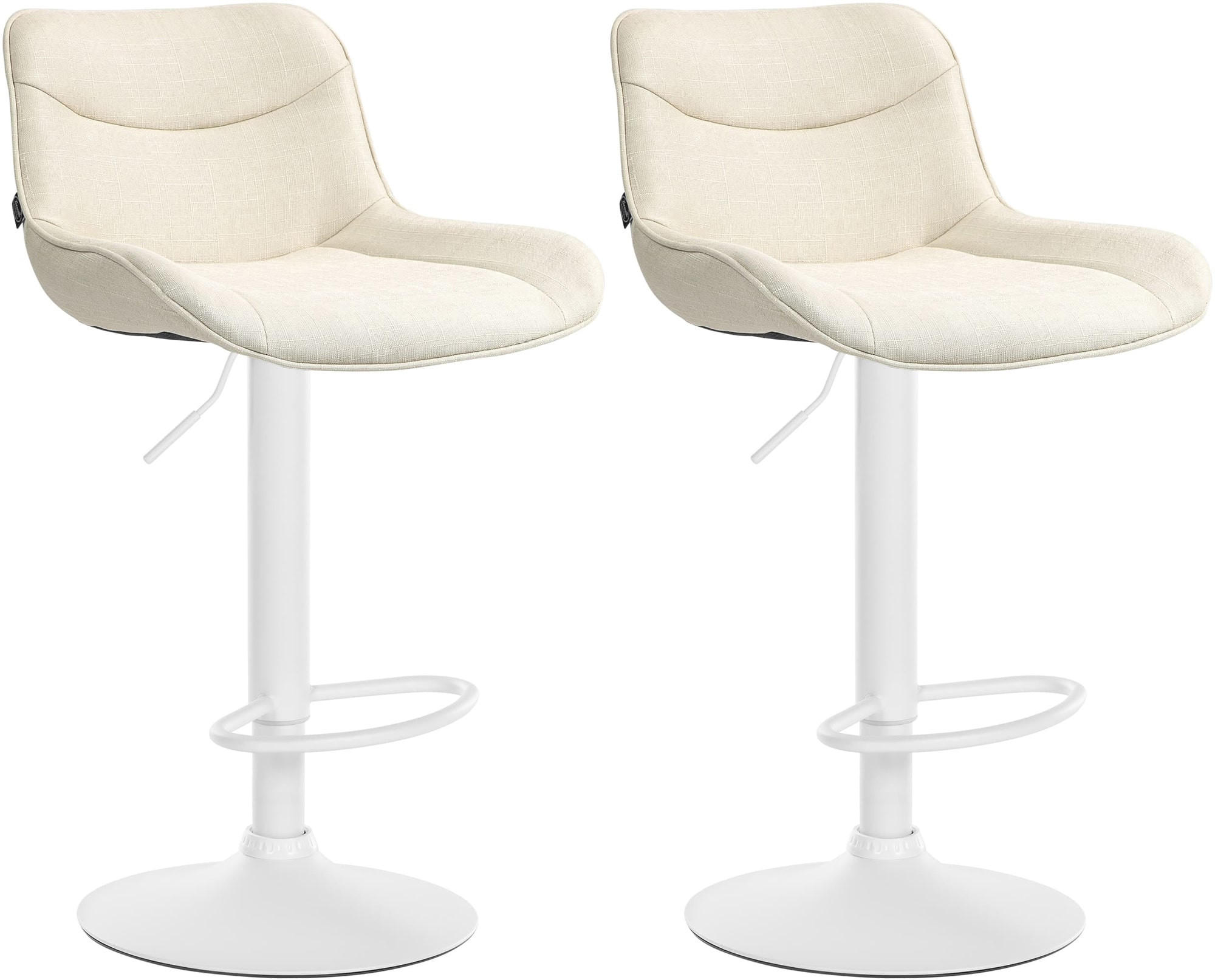 BARHOCKER 2er Set Stoff creme - Creme/Weiß, Textil/Metall (49/85/51cm) - CLP