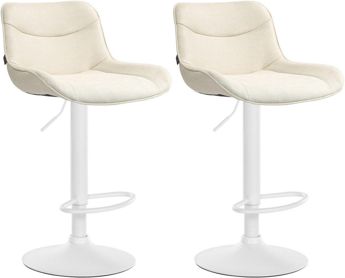 BARHOCKER 2er Set Stoff creme - Creme/Weiß, Textil/Metall (49/85/51cm) - CLP