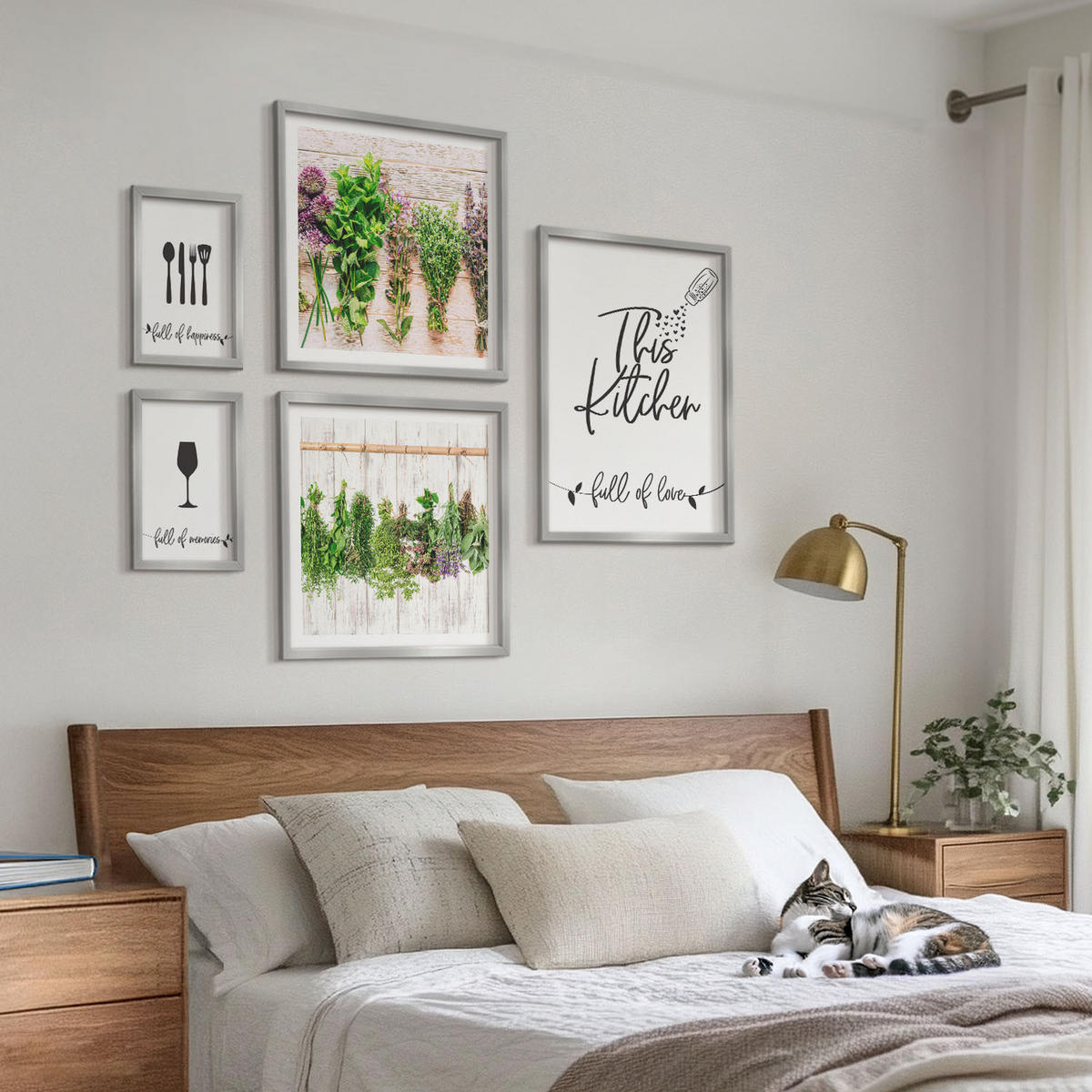 BILDER SET 5er Set - 50x50 cm & 20x30 cm & 40x60 cm Silberner Rahmen - Tisch aus Zitronenbaum - Silberfarben, Kunststoff (40/60cm) - TULUP