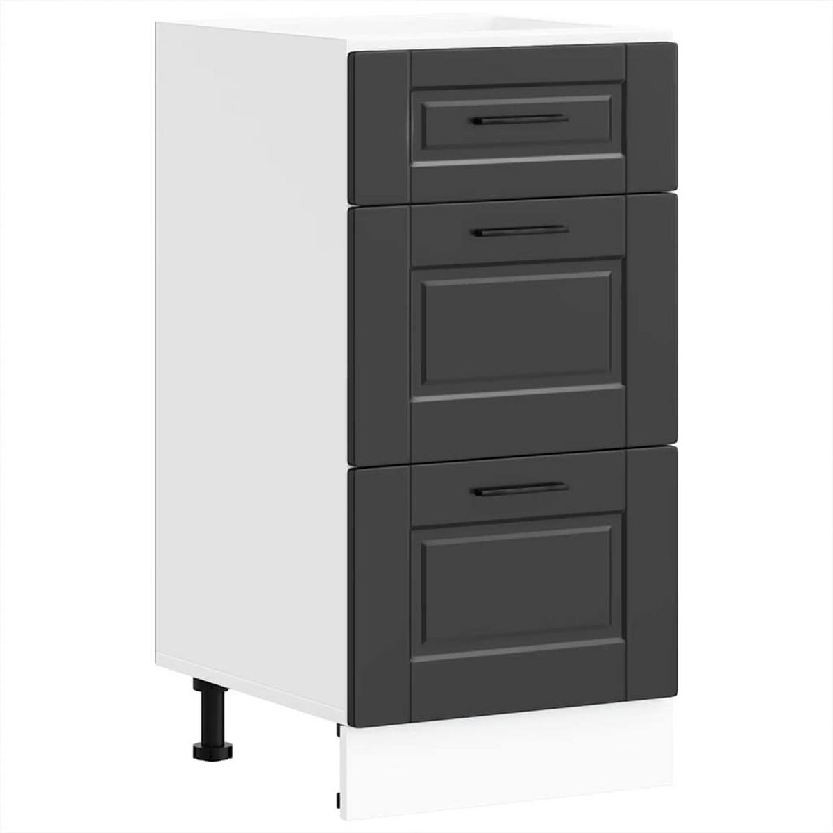 KÜCHENUNTERSCHRANK Samu Schwarz 40x46x81,5 cm - Schwarz, Holz (40/81.5/46cm) - DELUKE