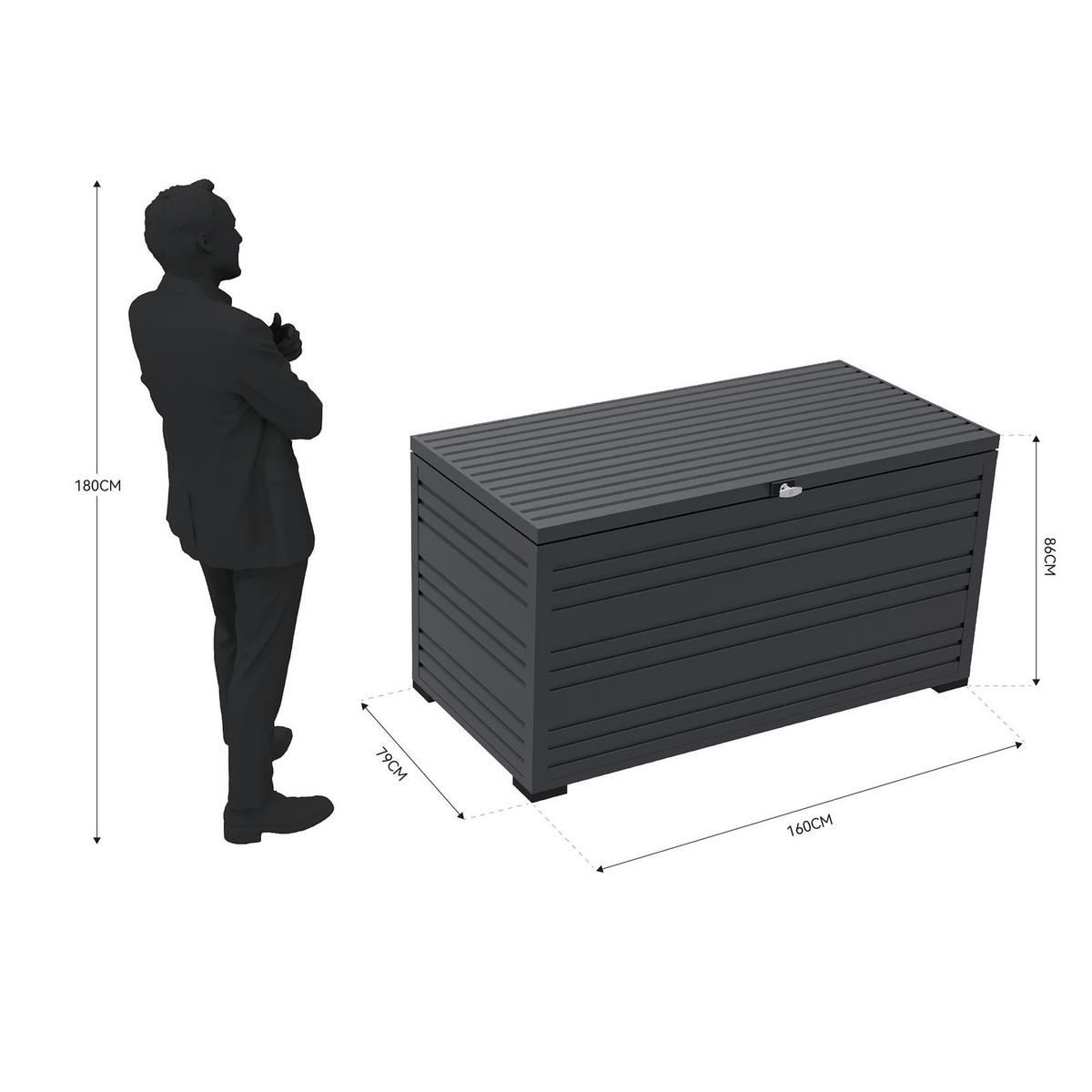 GARTENBOX 160/86/79 cm Aluminium 1050 L - Anthrazit, Metall (86/75/160cm) - WEIDE