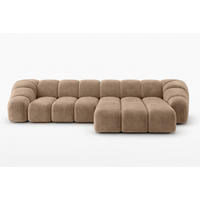 ECKSOFA Modulare L-Form, Veloursstoff Bluvel, Latte, Rechts, CROISSANT L - Hellbraun, Holz (305/190cm) - Kaiser Möbel