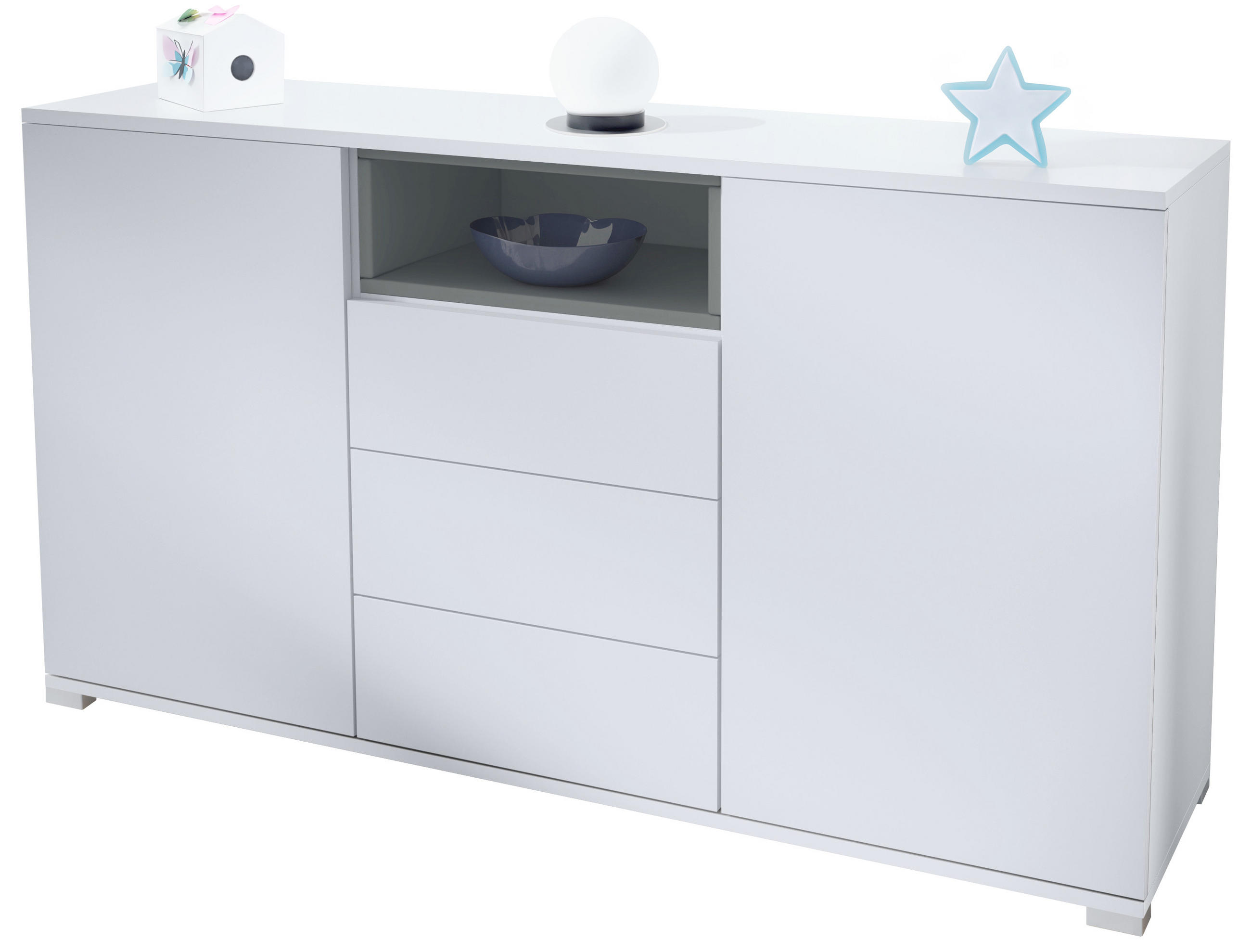 SIDEBOARD Skadu Graphit Seidenmatt - Graphitfarben, Holzwerkstoff (138.5/75.5/35cm) - Vladon