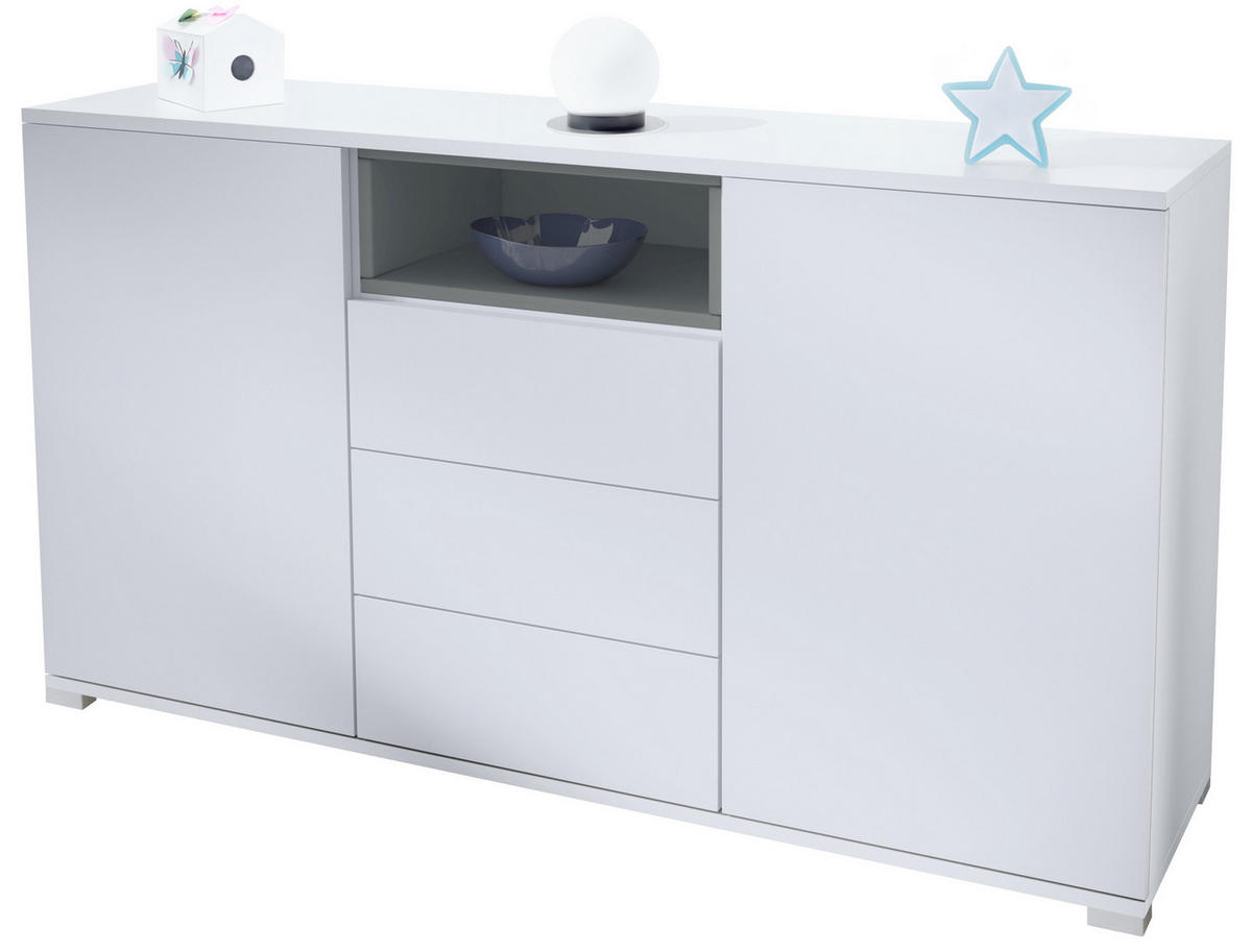 SIDEBOARD Skadu Graphit Seidenmatt - Graphitfarben, Holzwerkstoff (138.5/75.5/35cm) - Vladon