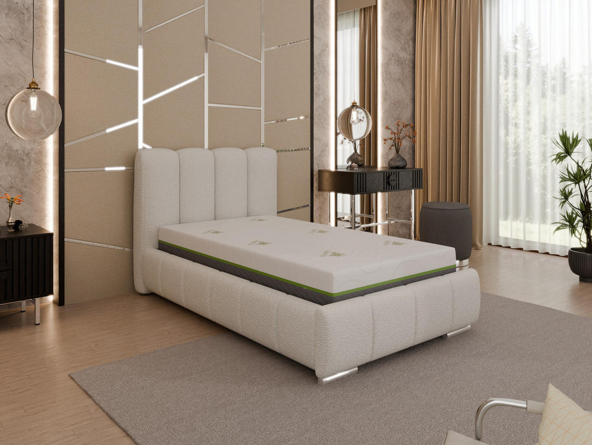 POLSTERBETT Zaira 100x200cm – Elegantes Polsterbett für modernen Wohnstil , ZONIERTE TASCHENFEDERN KOKOS (21cm), cappuccino - Cappuccino, Holz (100/200cm) - Homesy