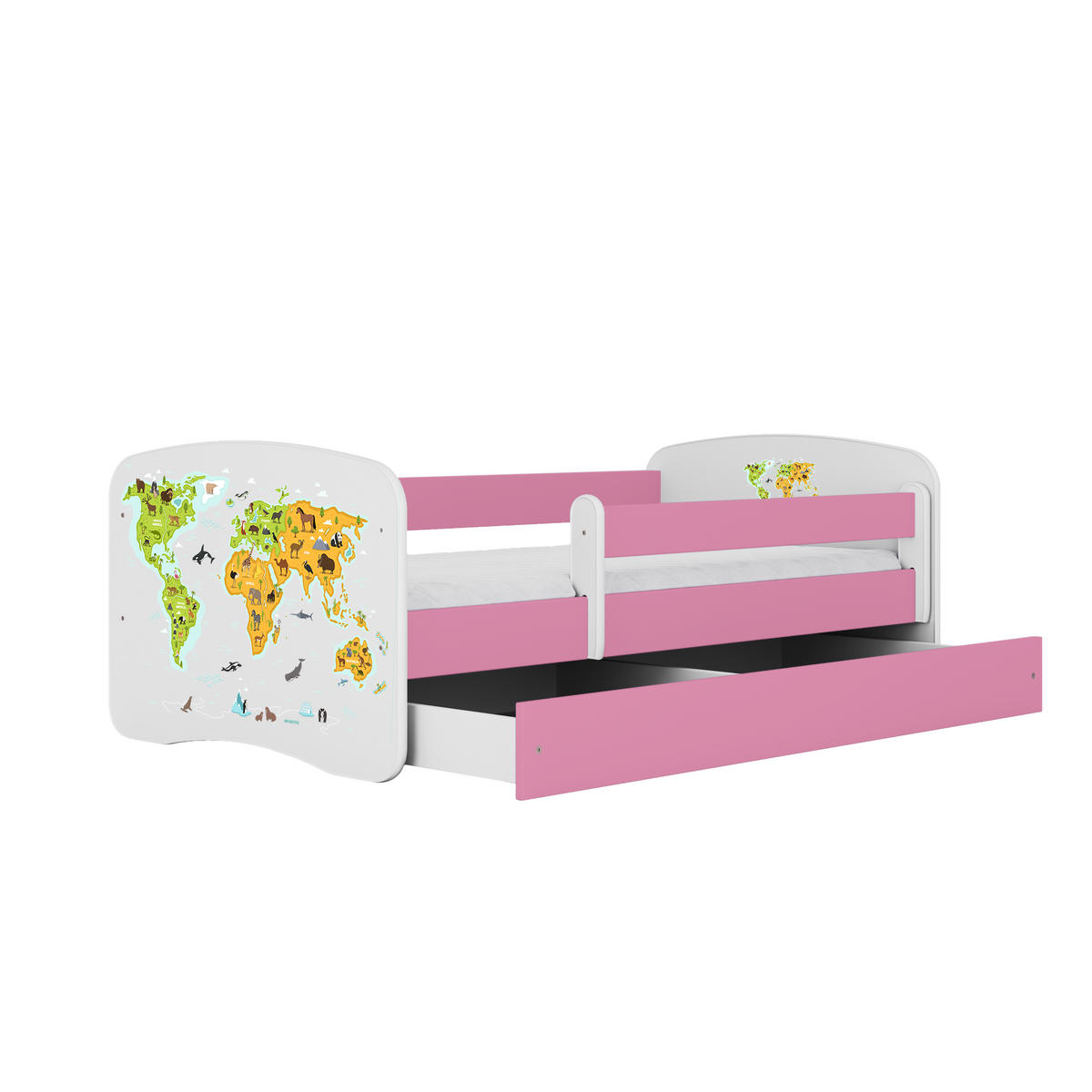 KINDERBETT Karte mit Schublade und Matratze 140/70 - Rosa, Holzwerkstoff (70/140cm) - RAUMHIRSCH FURNITURE
