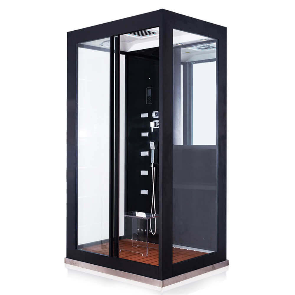 DAMPFDUSCHE LUXORY XL - Schwarz - Schwarz, Glas (90cm) - Home Deluxe