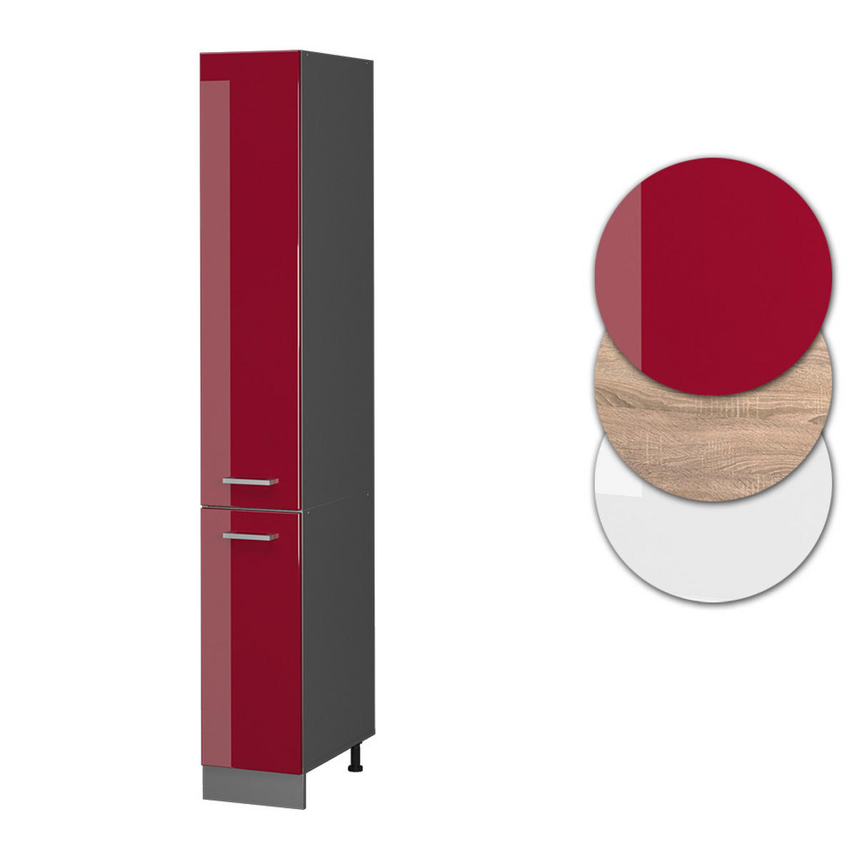 APOTHEKERSCHRANK R-Line Rot Hochglanz 30 cm - Bordeaux/Anthrazit, Holzwerkstoff (30/206.8/57.2cm) - Vicco