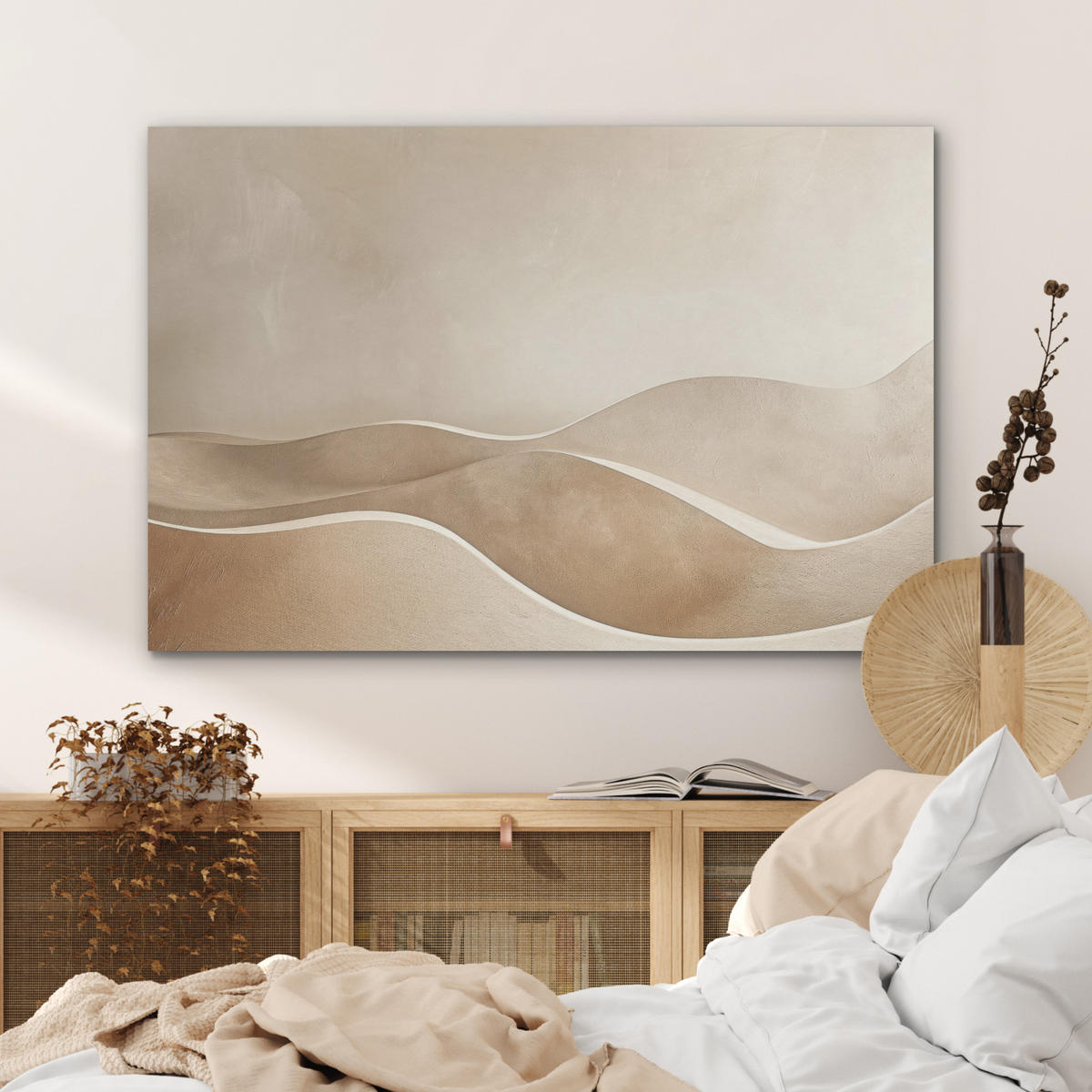 AKUSTIKBILD Beige - Natur - Abstrakt - Modern Akustikpaneele 90x60 cm - Beige, Kunststoff (90/60/0.9cm) - MuchoWow