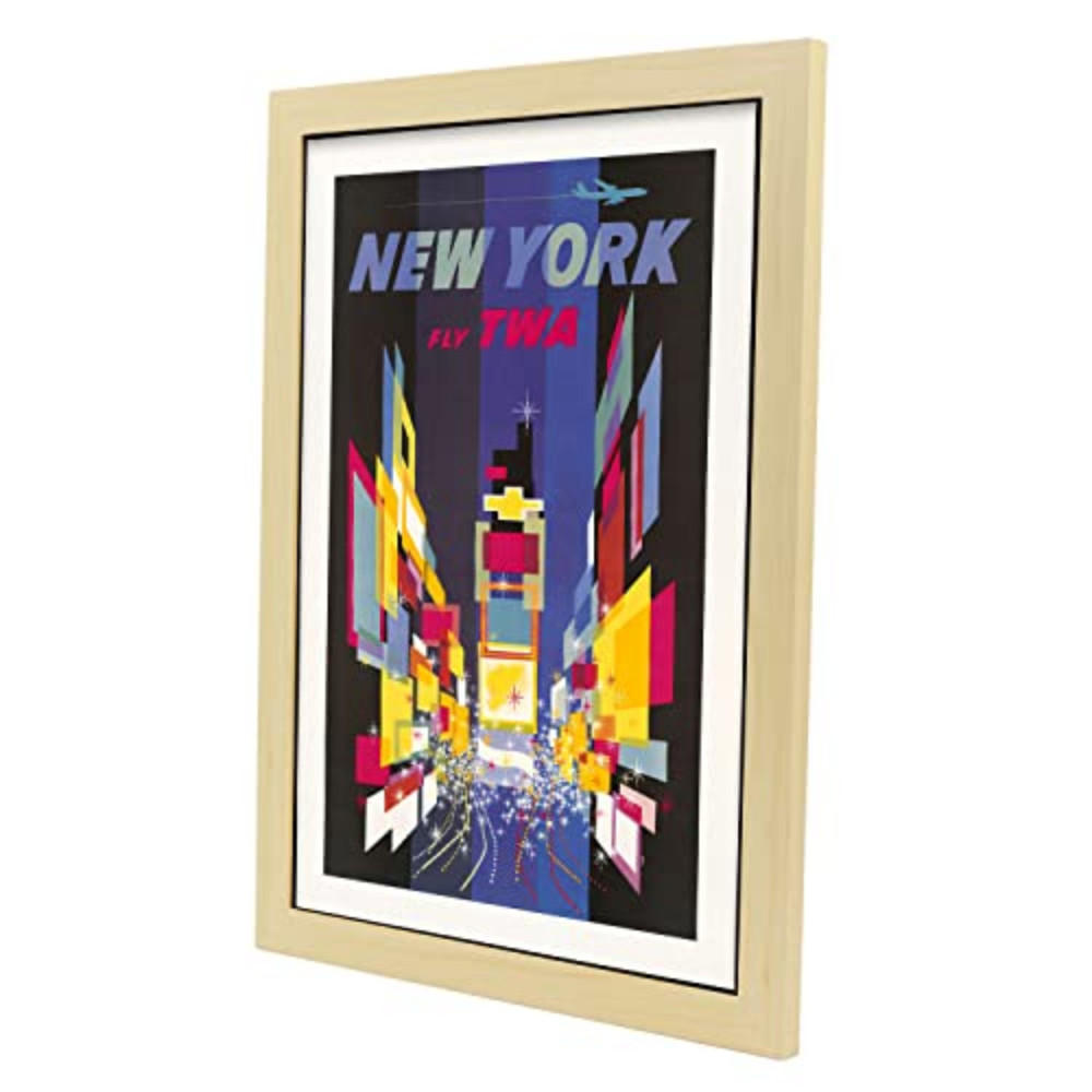 POSTER Times Square In New York A3 Rahmen Aus Hellem Holz - Beige, Papier (29.7/5/42cm) - Nacnic