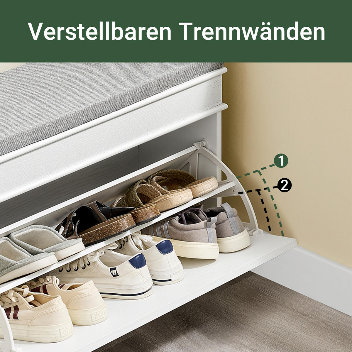 SCHUHBANK Weiß - Schwarz/Weiß, Holzwerkstoff (75/51/24cm) - SoBuy