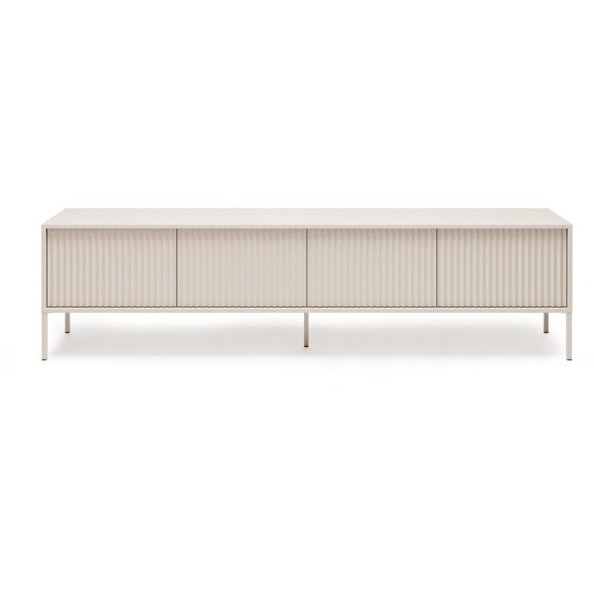 LOWBOARD Noto mit 4 Türen und geriffelten Fronten, 200 cm - Kaschmir, Holzwerkstoff (204/38/53cm) - Beautysofa