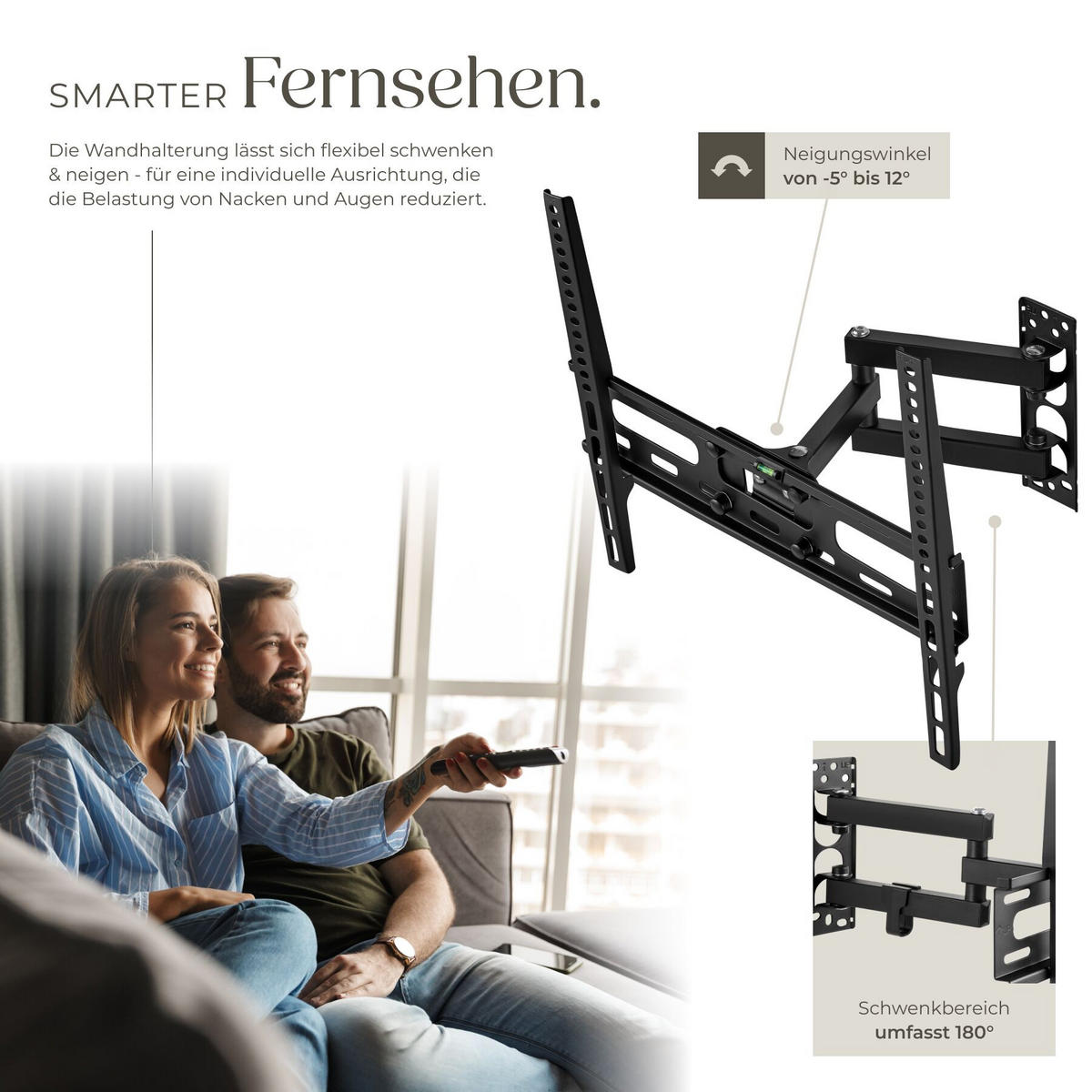 TV-WANDHALTERUNG, bis 50 kg, schwarz - Schwarz, Metall (8.1/43/44.5cm) - tectake