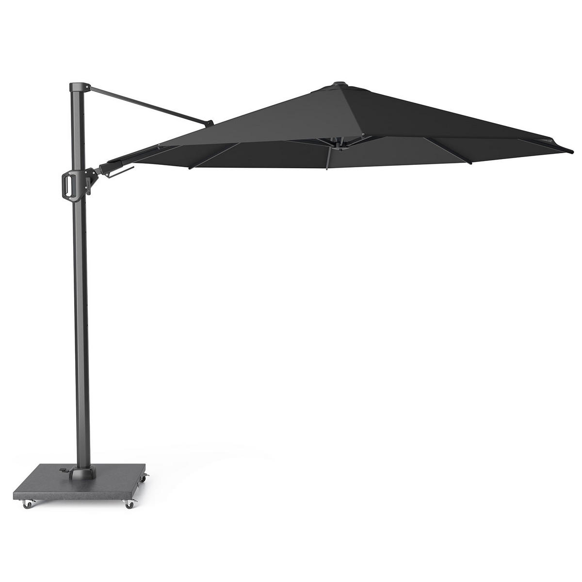 AMPELSCHIRM rund 3.5 m Challenger T² Premium 360° kippbar schwarz/anthrazit - Schwarz, Metall (350/350cm) - Platinum