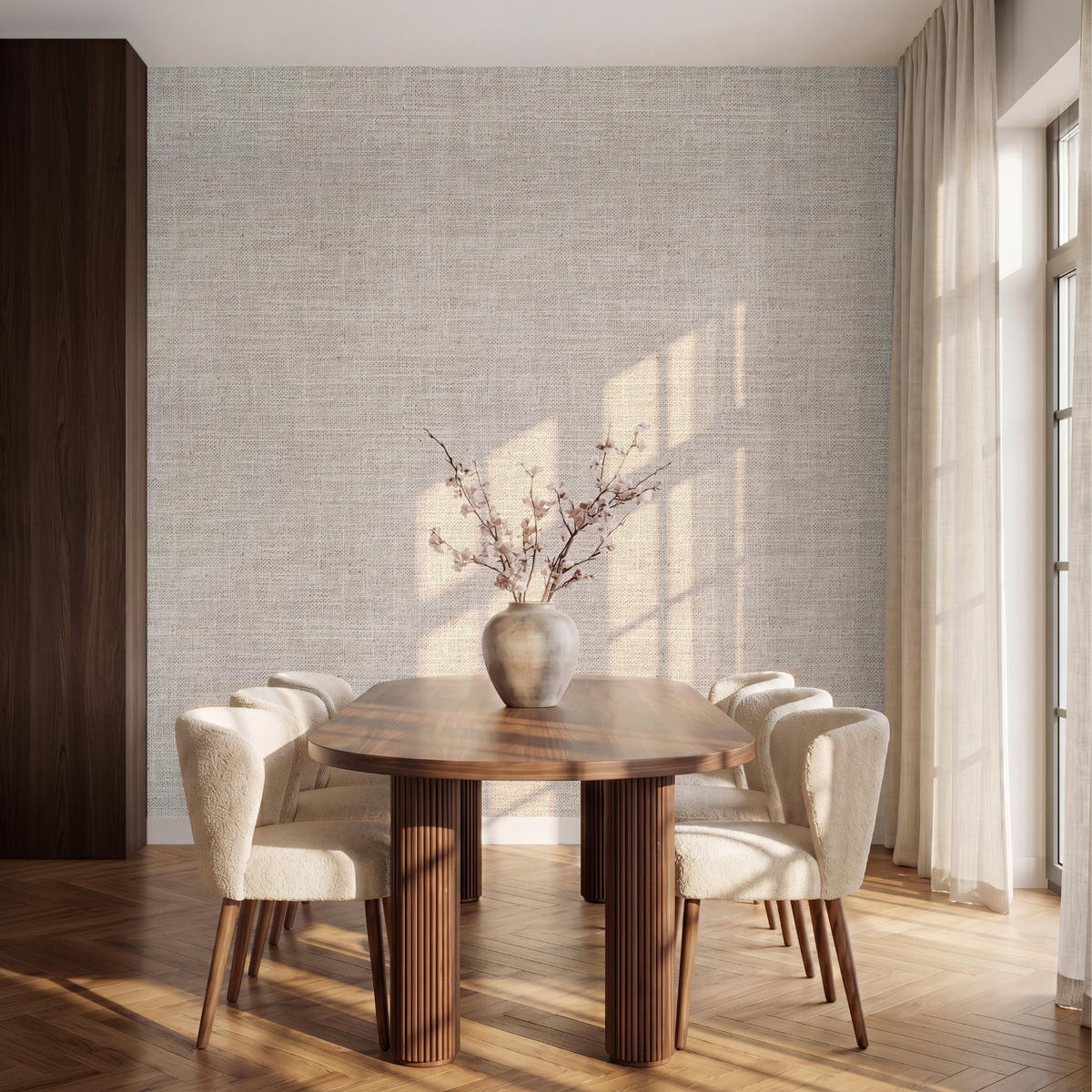 TAPETE - Leinen - Textur - Beige - 240x240 cm - Creme, Papier (240/240cm) - OnlyWow