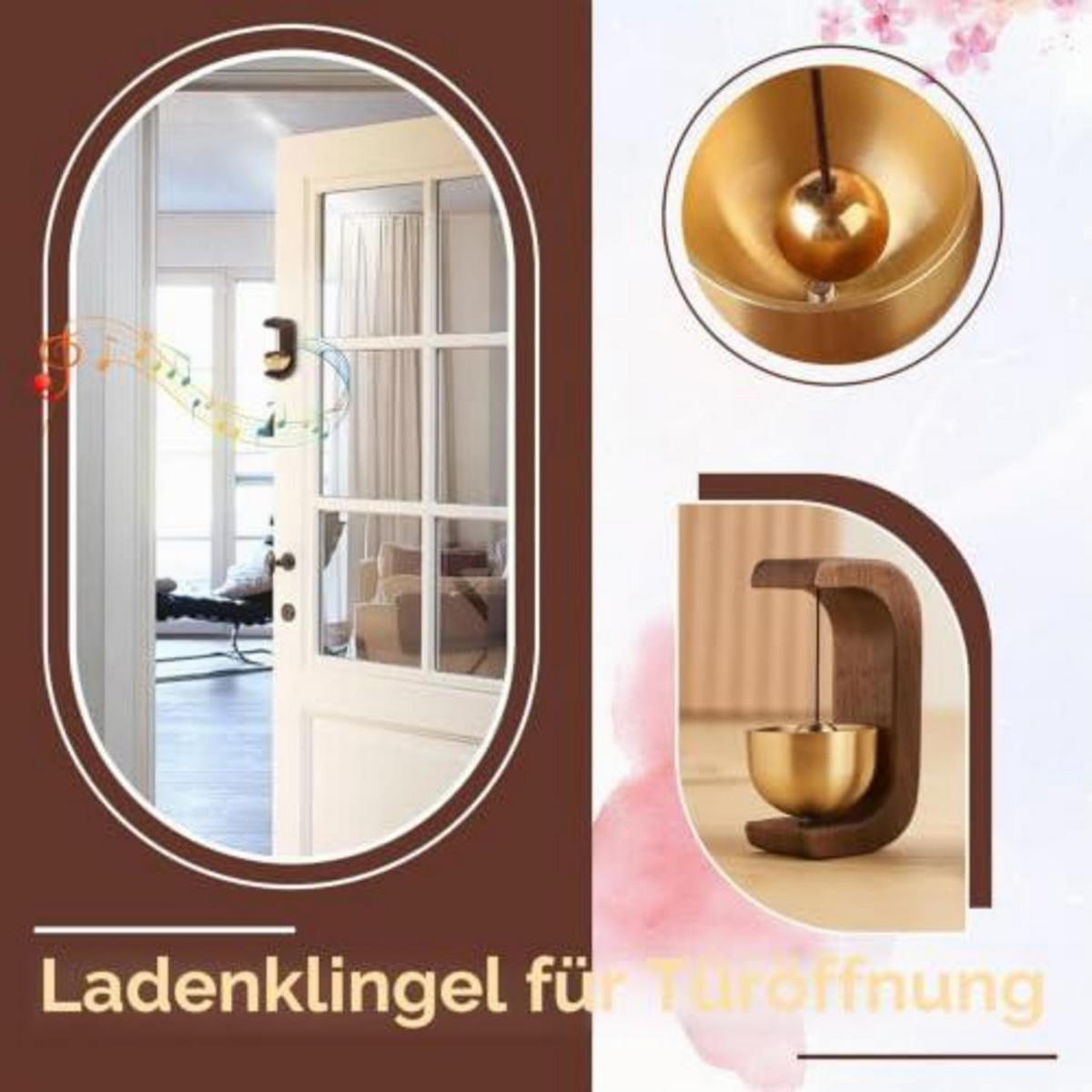 TÜRKLINGEL 2-teiliges Set Holz Nussbaumfarben - Braun, Holz (3/4/7.5cm)