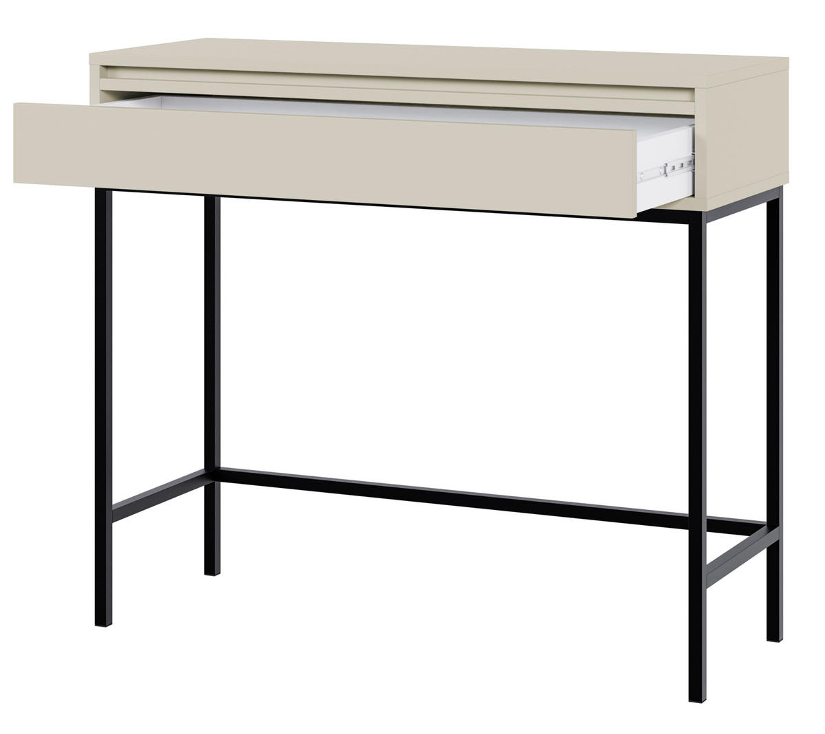 KONSOLENTISCH Evo Graubeige mit Metallgestell 90 cm - Greige/Schwarz, Holzwerkstoff/Metall (34/90/79cm) - Selsey