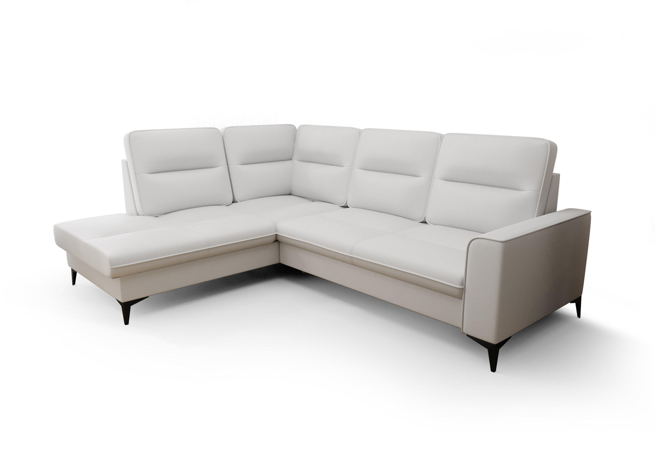 ECKSOFA KONGO RBN14, Eckcouch in L-Form mit Schlaffunktion, Farbe: Weiß, Kunstleder, Ottomane Links - Weiß, Textil (260/200cm) - O-Sofa