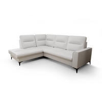 ECKSOFA KONGO RBN14, Eckcouch in L-Form mit Schlaffunktion, Farbe: Weiß, Kunstleder, Ottomane Links - Weiß, Textil (260/200cm) - O-Sofa