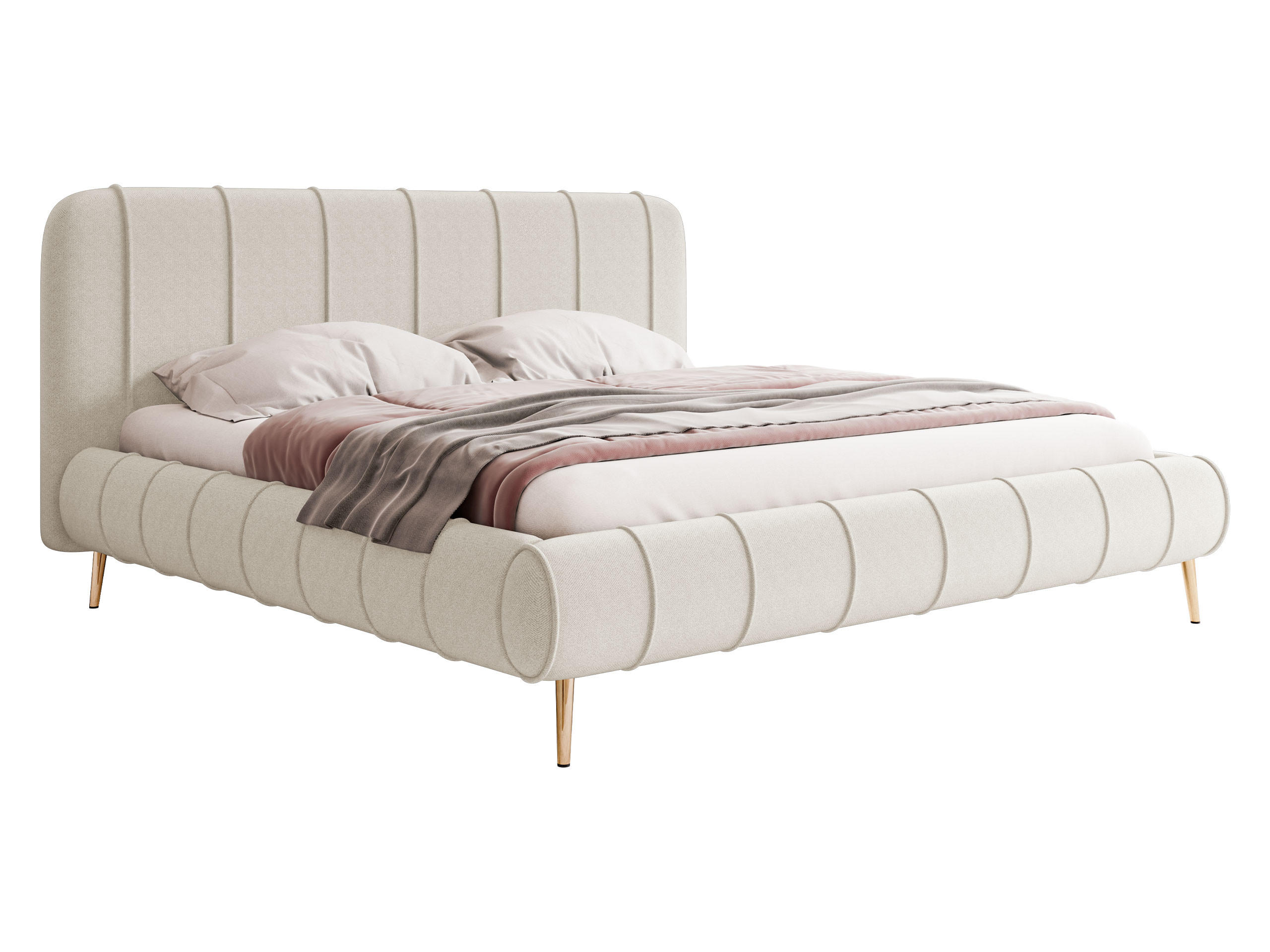 POLSTERBETT Slim XI mit Füße - Goldfarben/Creme, Holz/Holzwerkstoff (200/200cm) - MIRJAN24