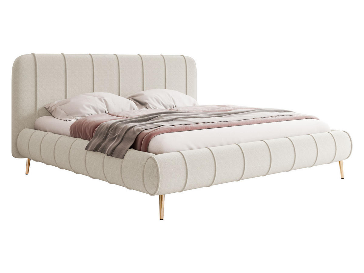 POLSTERBETT Slim XI mit Füße - Goldfarben/Creme, Holz/Holzwerkstoff (200/200cm) - MIRJAN24
