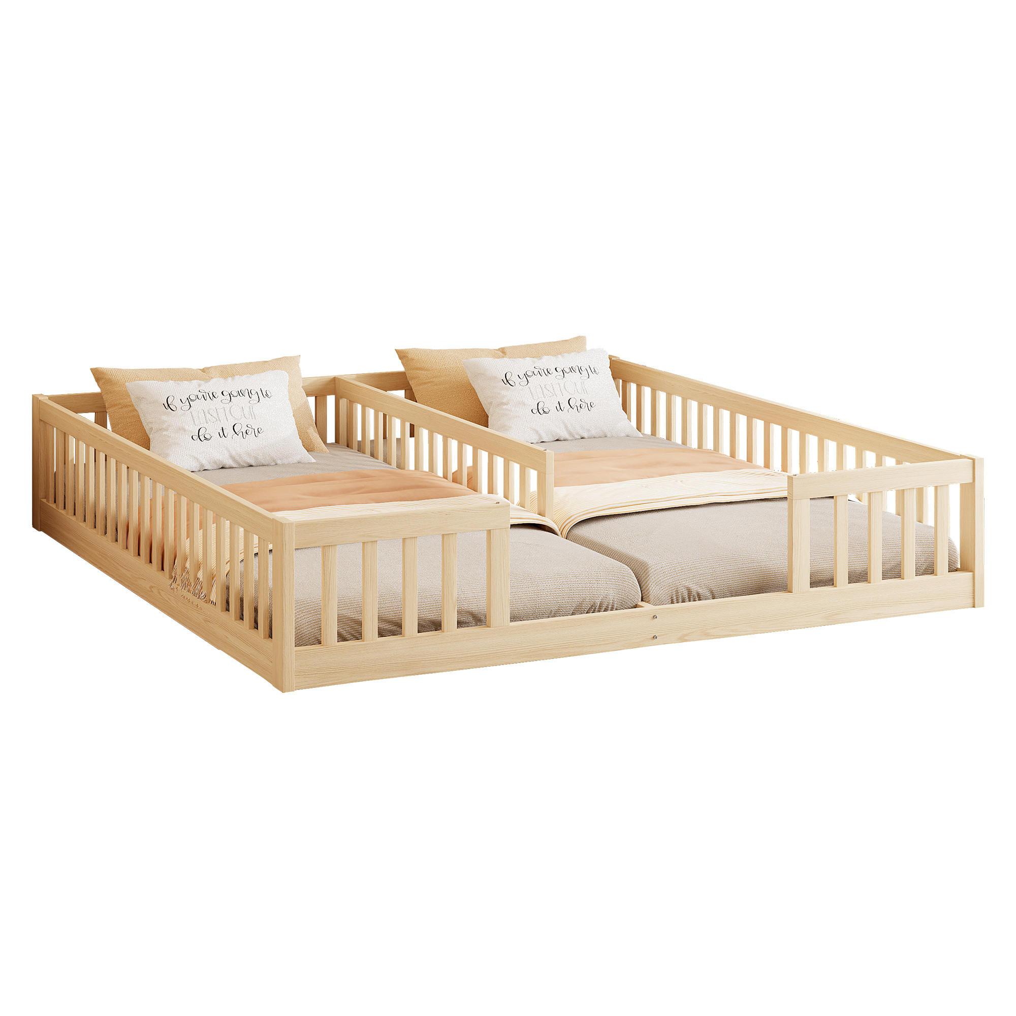 KINDERBETT 90/200 cm & 90/200 cm in Natur mit Sicherheitsgitter und Lattenrost - Naturfarben, Holz/Holzwerkstoff (90/200cm) - WISHDOR