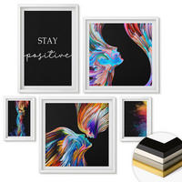 WANDBILDER 5er-Set - 50x50 cm & 20x30 cm & 40x60 cm Weißer Rahmen - Rosa geometrische Pfingstrosen - Weiß, Kunststoff (40/60cm) - ArtPrintCave