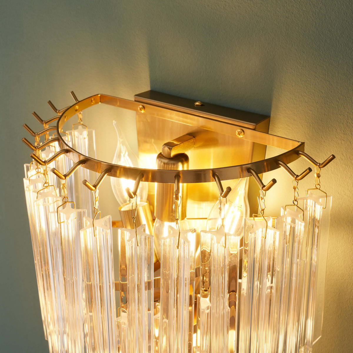 WANDLEUCHTE Zephia, Transparent und goldfarben, 52cm - Transparent, Glas (18/52/30cm) - KOSILUM