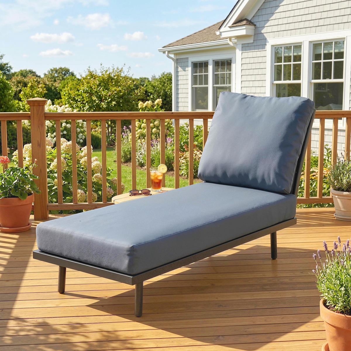 SONNENLIEGE DE-15703 mit Seitenablage Grau - Grau, Metall (137/75/58cm) - ComfortXL