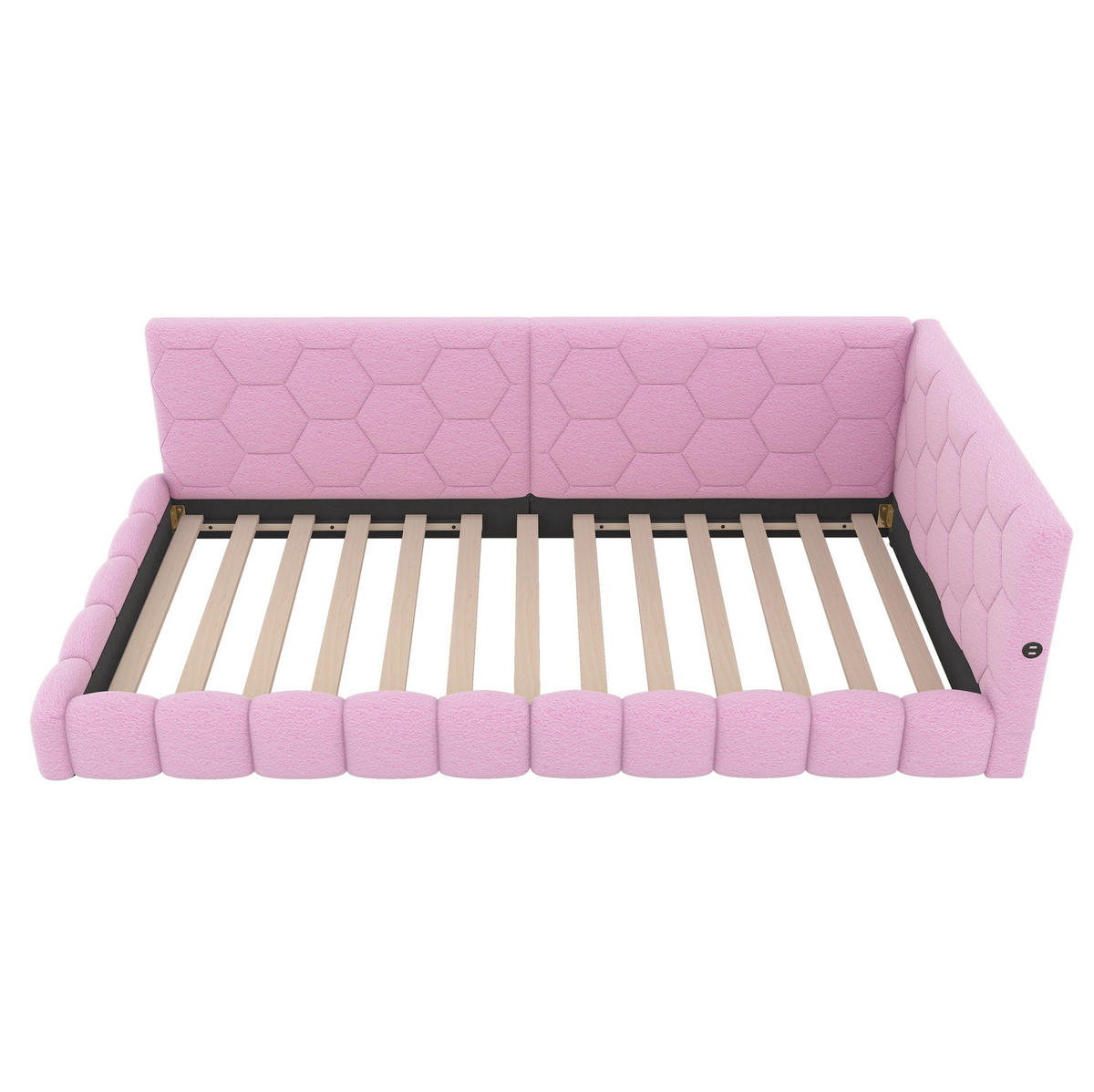 TAGESBETT 90/200 cm mit LED-Beleuchtung, USB- und Typ-C-Anschluss, Vliesimitat, Rosa - Rosa, Textil (90/200cm) - Redom