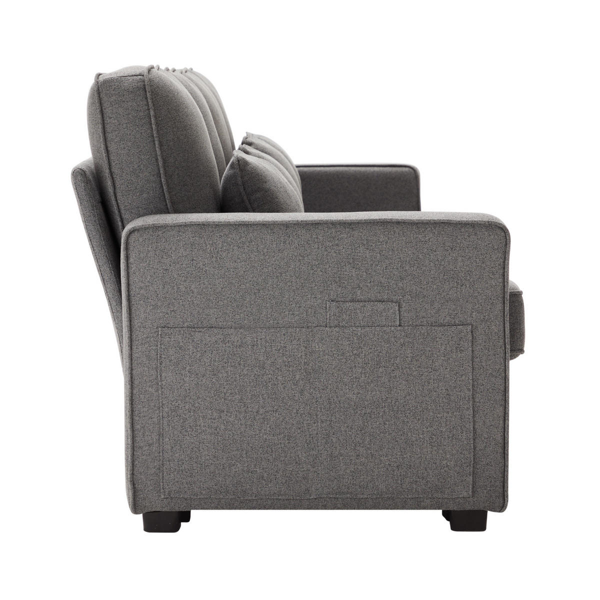 4-SITZER Sofa Leinenstoff mit Konsole USB-Anschluss und Getränkehaltern 290/83/88 cm Dunkelgrau - Dunkelgrau, Textil (88/290/83cm) - Redom