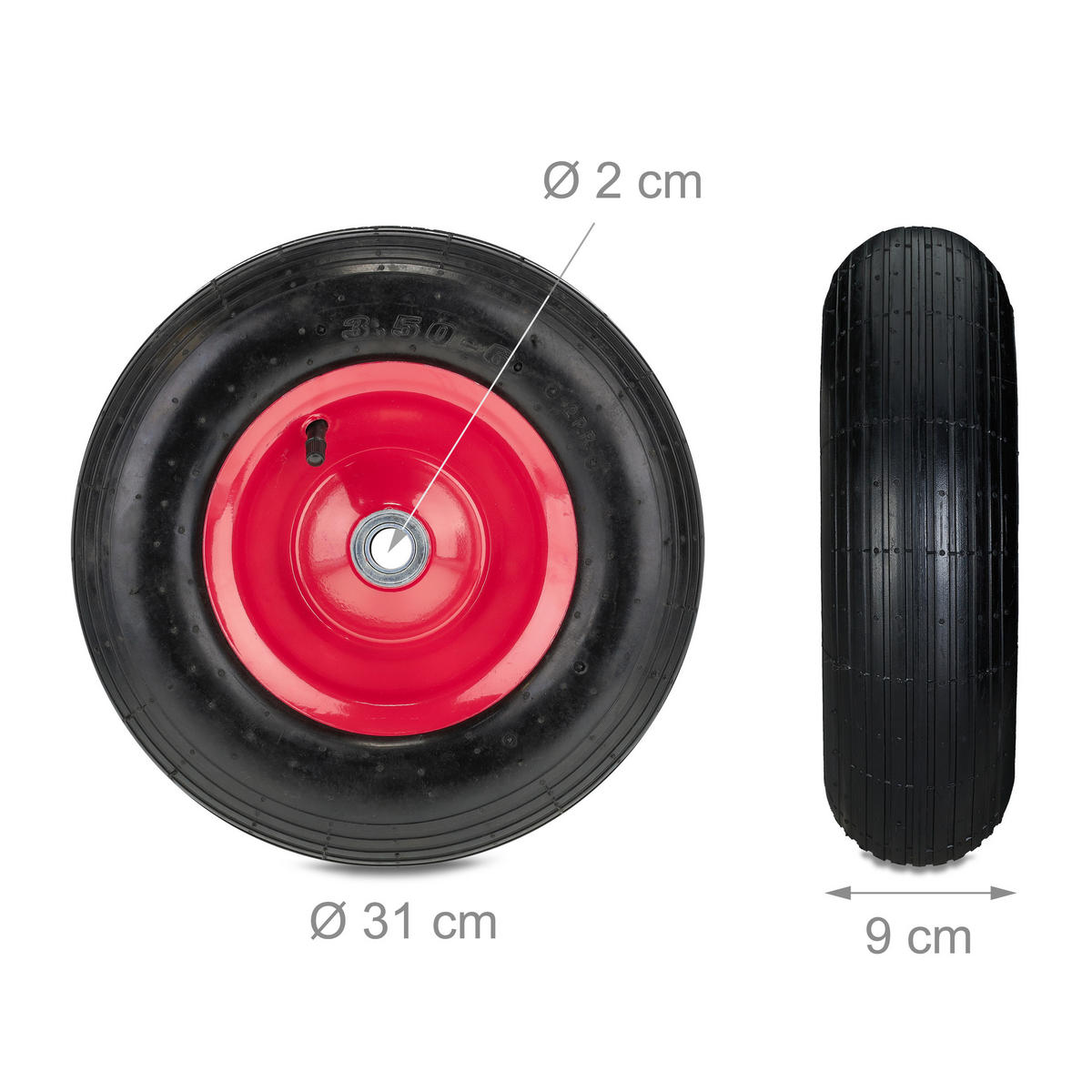 SCHUBKARRENRAD - Multicolor, Kunststoff/Metall (31/31/9cm) - Relaxdays