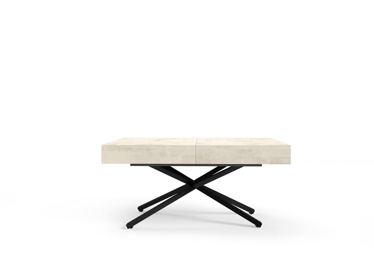 COUCHTISCH SANNA X - Creme/Schwarz, Holzwerkstoff/Metall (80/120/27cm) - Meblini