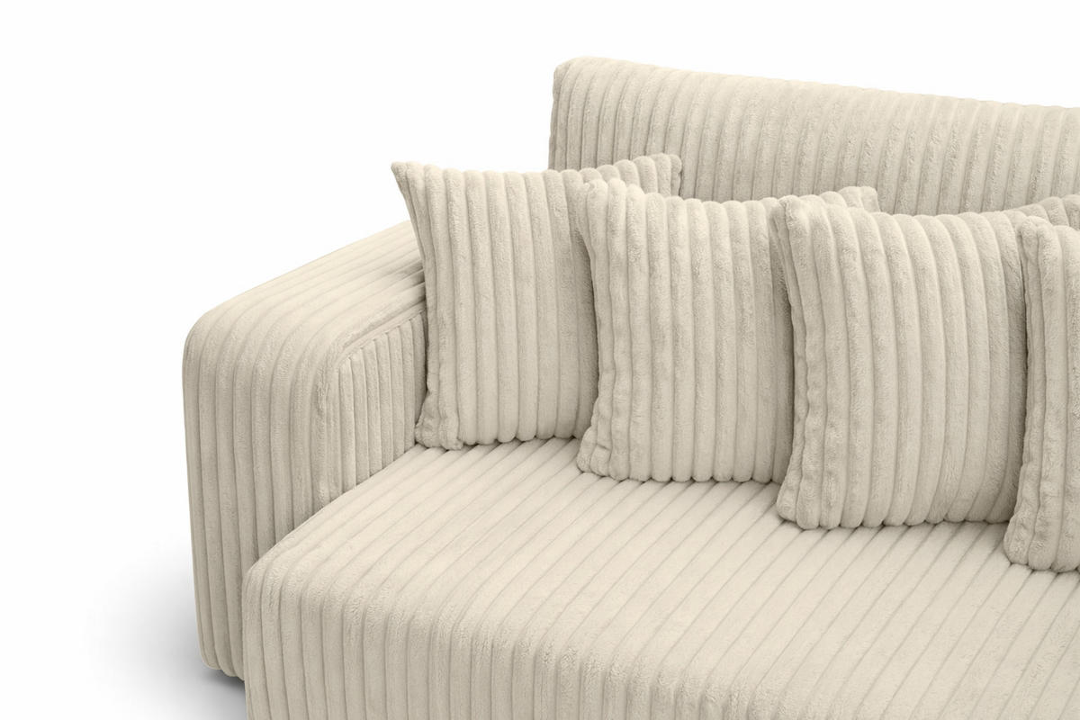 SCHLAFSOFA, Cordstoff Tilia, Ecru, PIANO DOUBLE - Ecru, Holz (246/83/145cm) - Kaiser Möbel