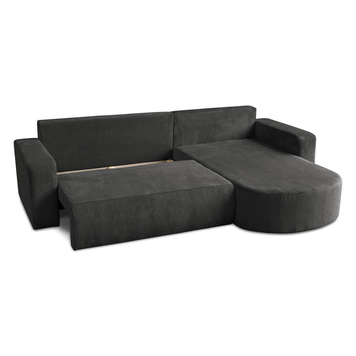 ECKSOFA SOPRANO mit Schlafunktion und Stauraum POSO 34 - Dunkelgrau, Textil (271/175cm) - Lookway