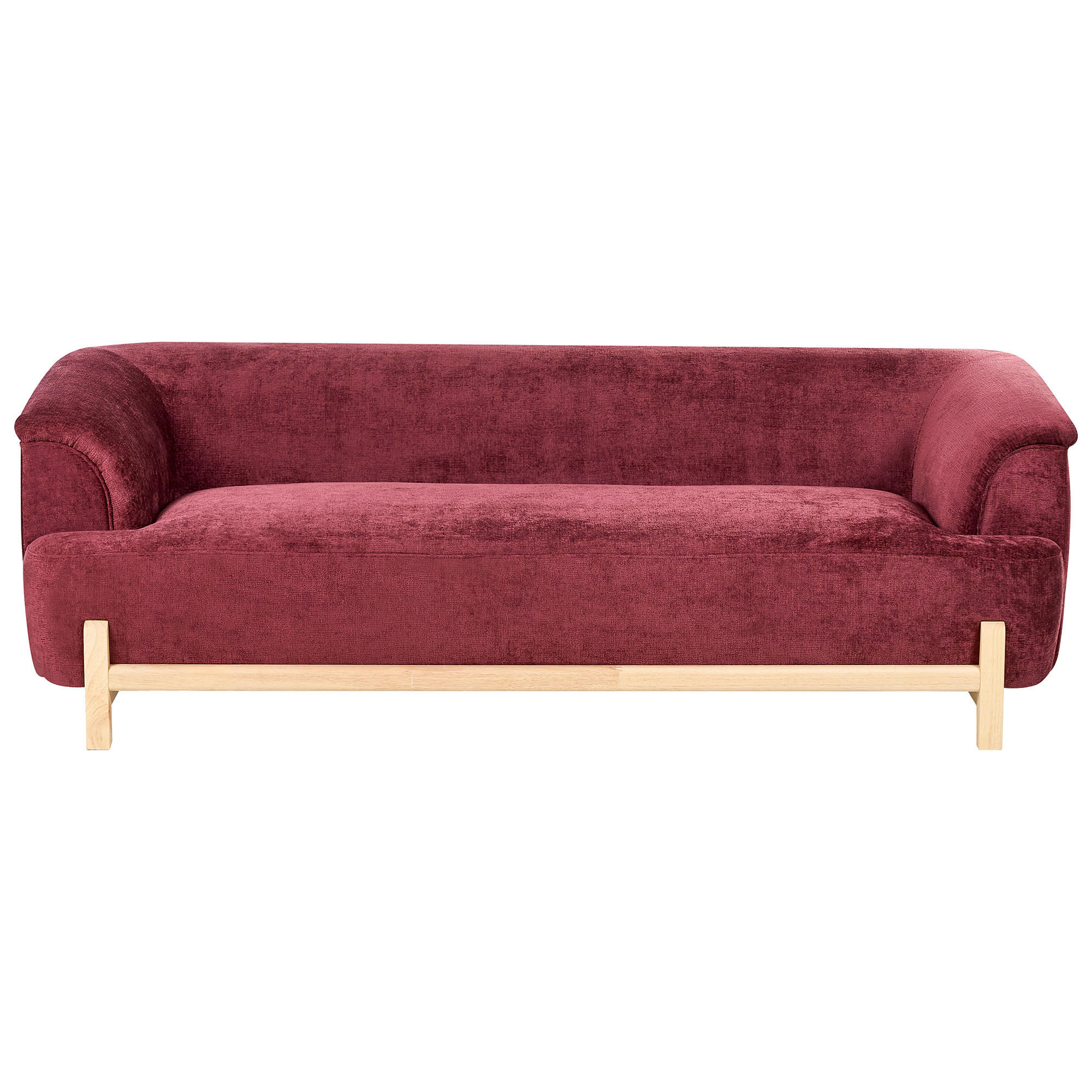 3-SITZER-SOFA Chenillegewebe Burgunderrot Alnor - Dunkelrot, Textil (205/67/85cm) - Beliani